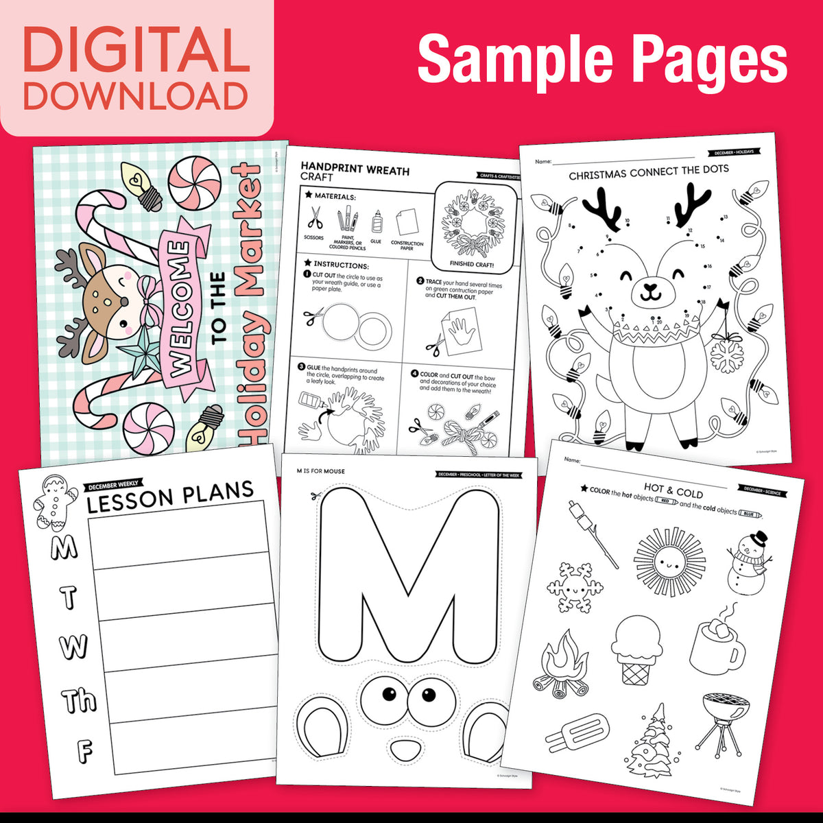 Printable Preschool December Thematic Unit Bundle