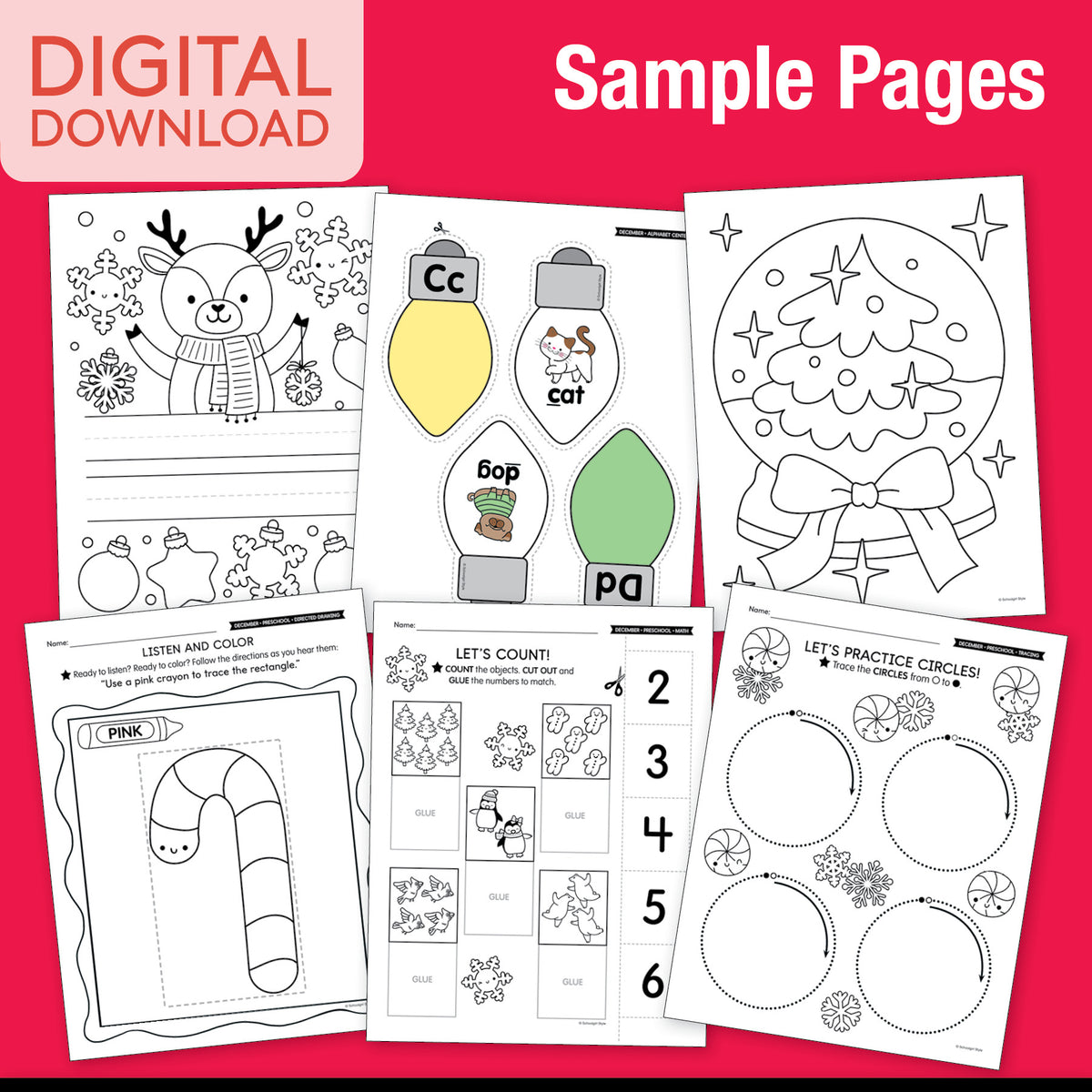 Printable Preschool December Thematic Unit Bundle