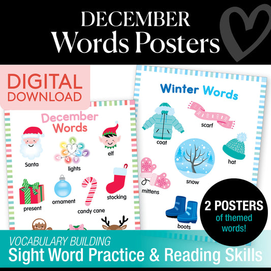 Printable December Words Posters