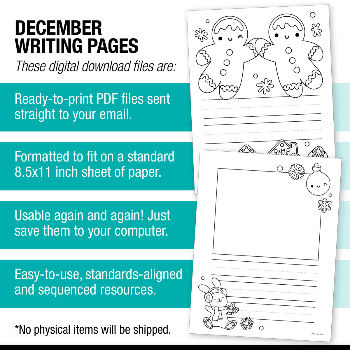 Printable December Writing Pages