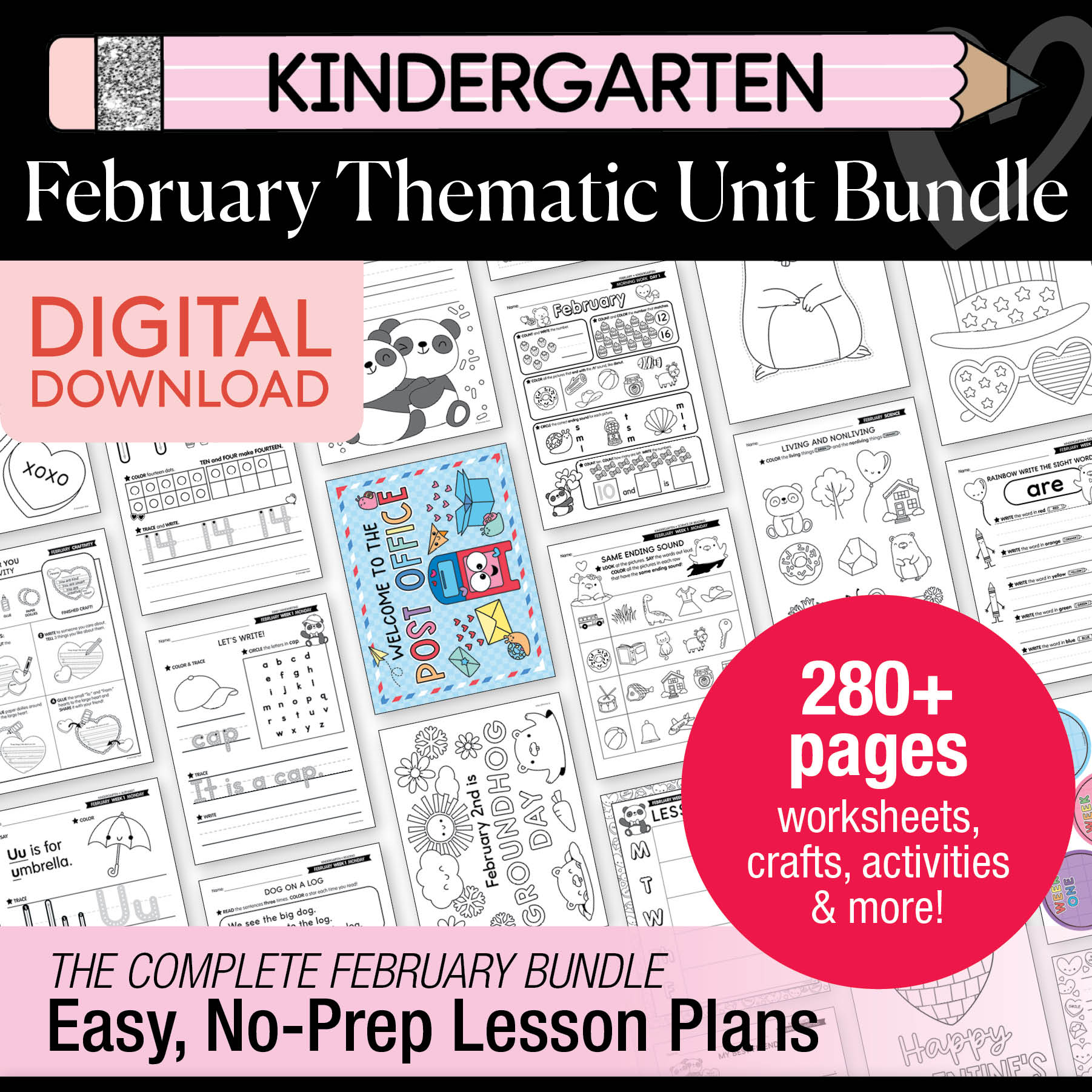 Printable Kindergarten February Thematic Unit Bundle