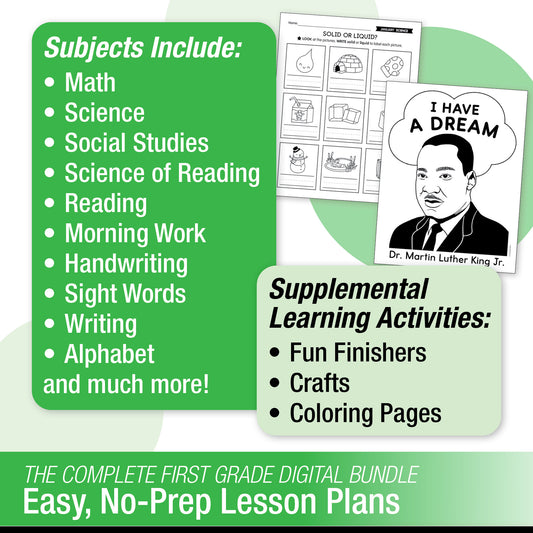 Printable First Grade January Thematic Unit Bundle