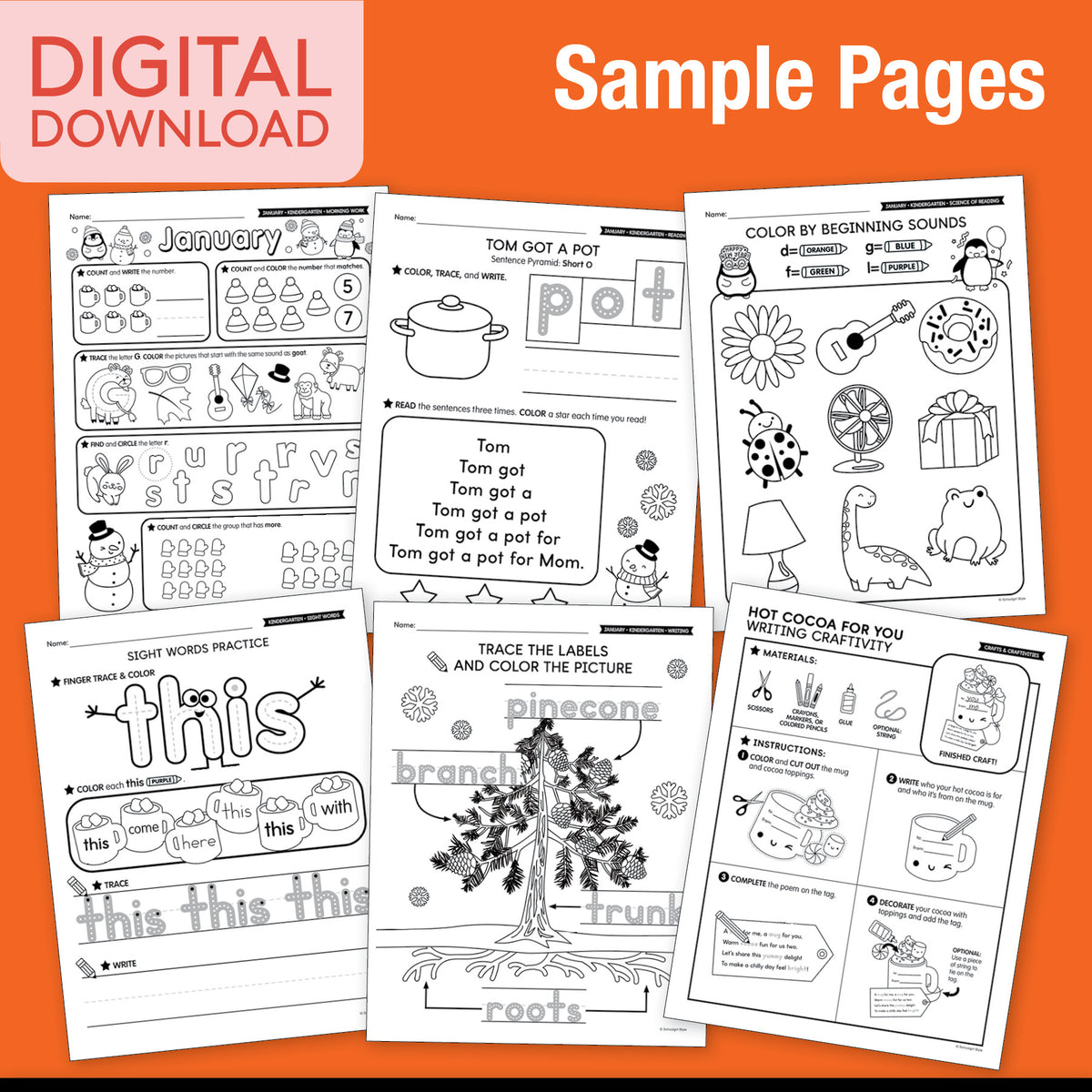 Printable Kindergarten January Thematic Unit Bundle