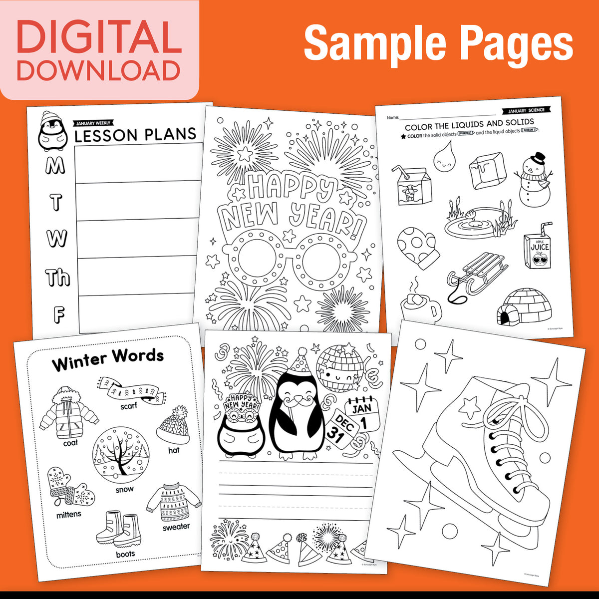 Printable Kindergarten January Thematic Unit Bundle