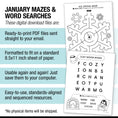 Load image into Gallery viewer, Printable January Mazes and Word Searches
