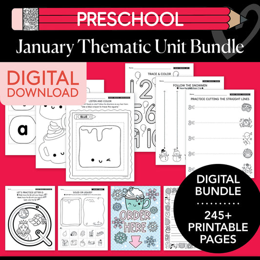 Printable Preschool January Thematic Unit Bundle