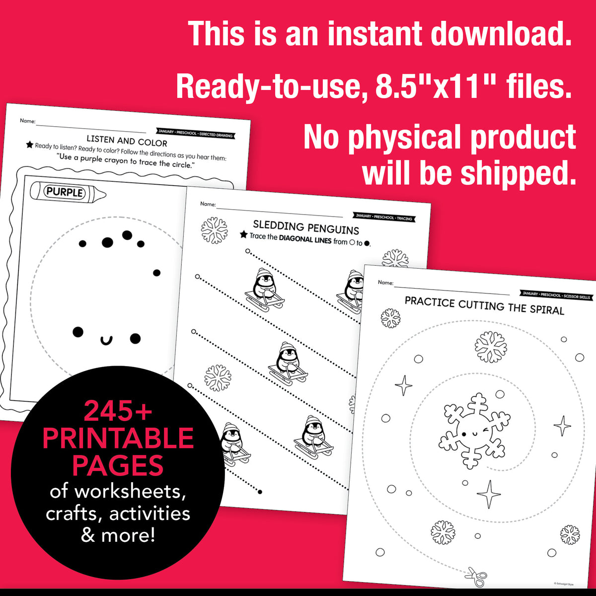 Printable Preschool January Thematic Unit Bundle