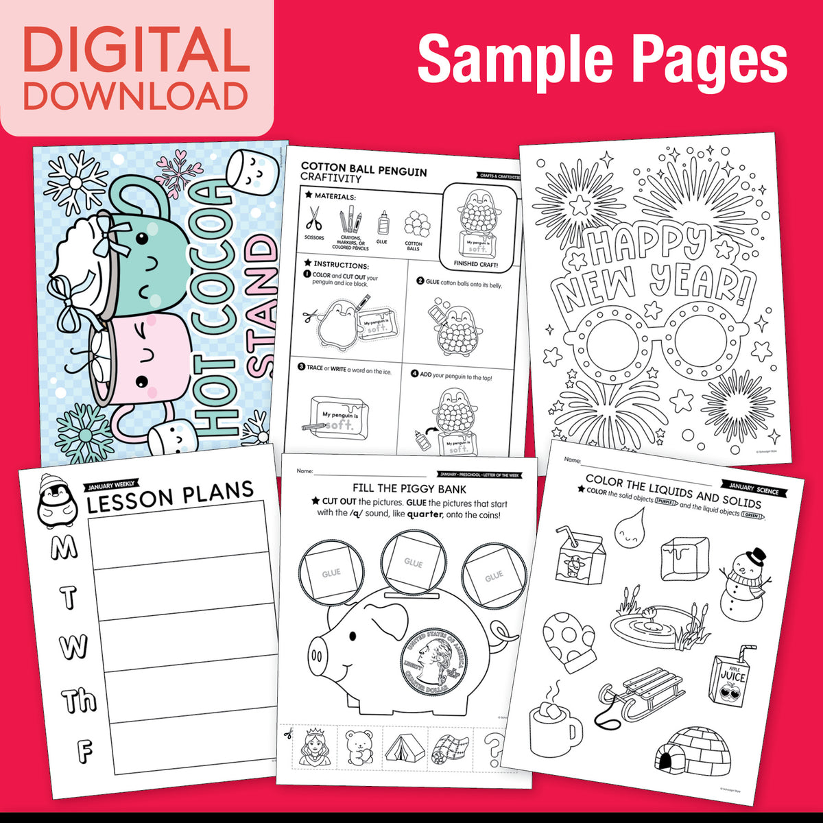 Printable Preschool January Thematic Unit Bundle