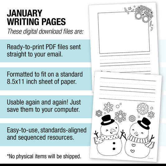 Printable January Writing Pages