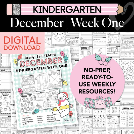 Printable Kindergarten December Week 1 Resources