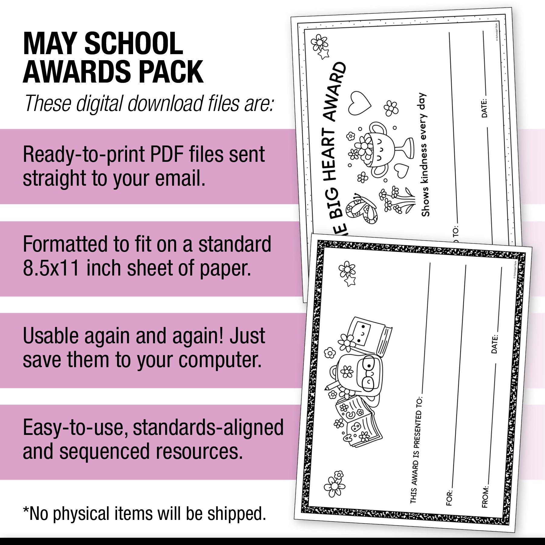 Printable No-Prep End-Of-Year Awards Pack: An Award for Every Student