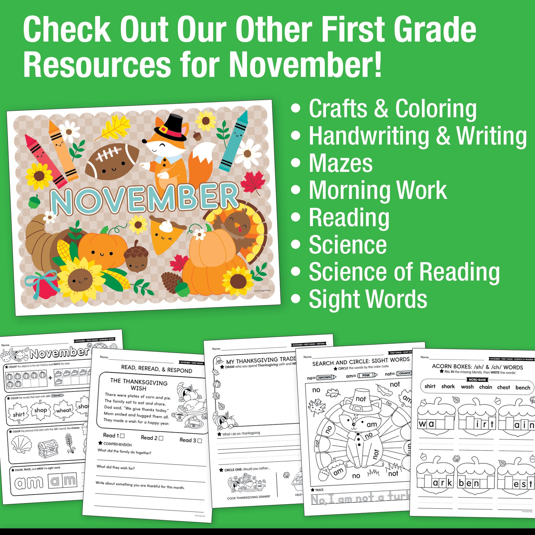 Printable First Grade November Daily Math
