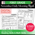Load image into Gallery viewer, Printable First Grade November Daily Morning Work
