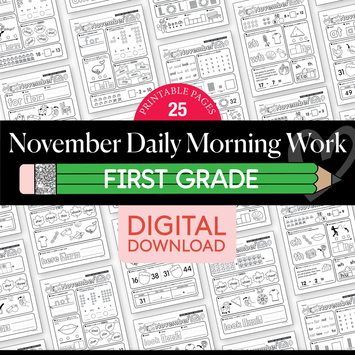 Printable First Grade November Daily Morning Work