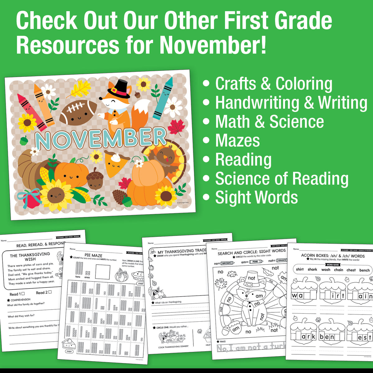 Printable First Grade November Daily Morning Work