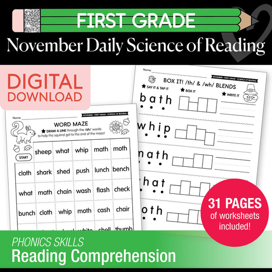 Printable First Grade November Daily Science of Reading