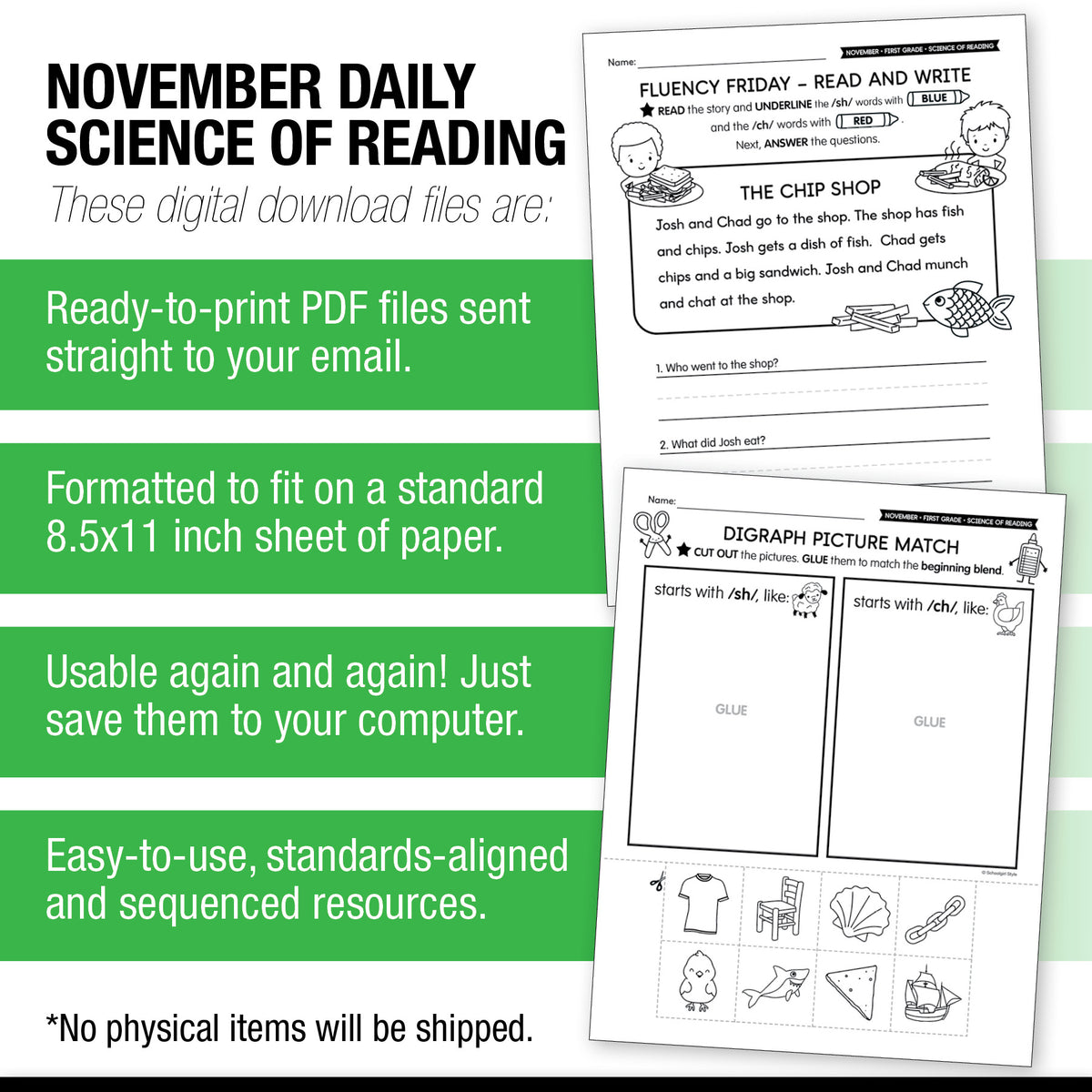 Printable First Grade November Daily Science of Reading