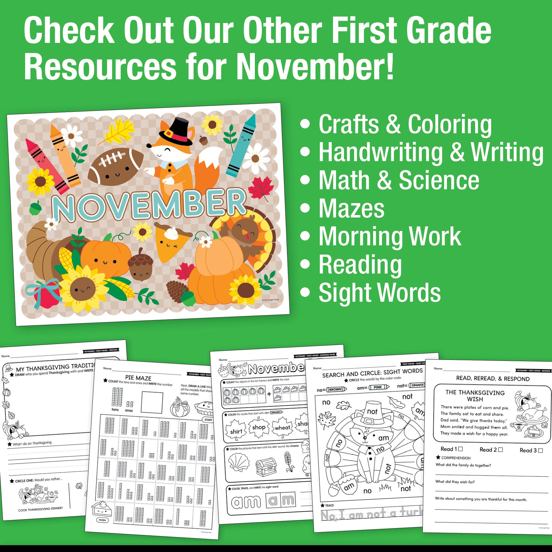 Printable First Grade November Daily Science of Reading