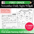 Load image into Gallery viewer, Printable First Grade November Daily Sight Words

