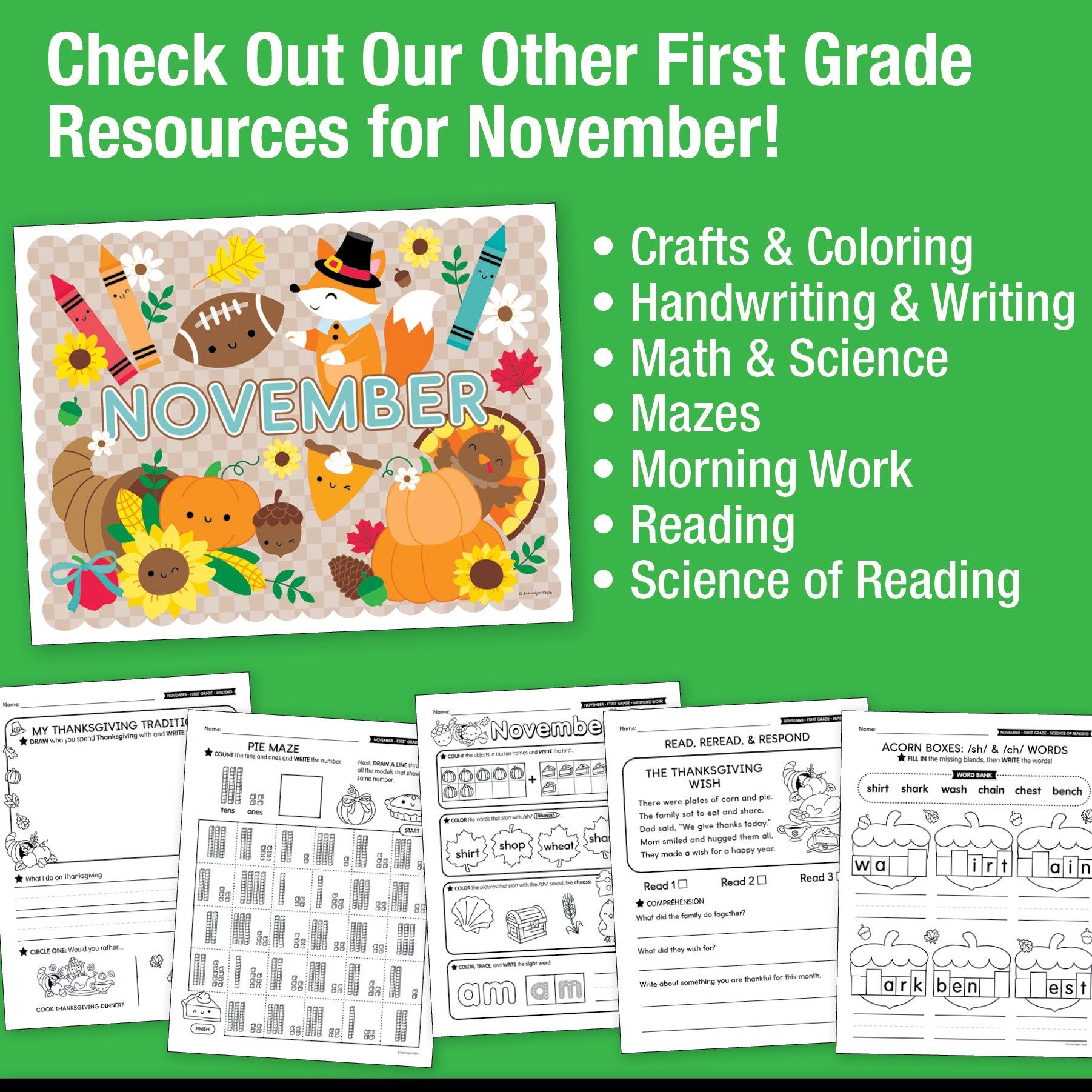 Printable First Grade November Daily Sight Words