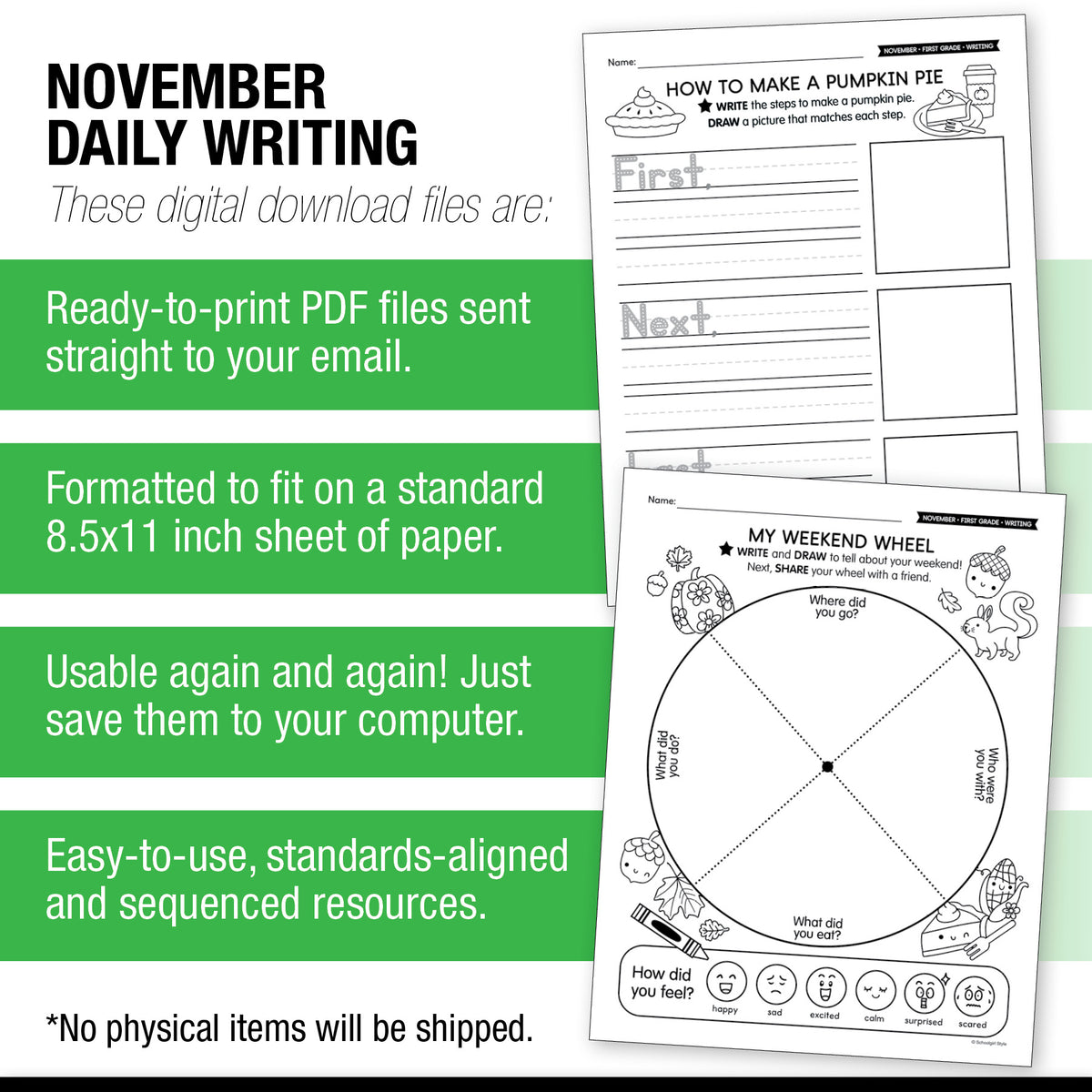 Printable First Grade November Daily Writing