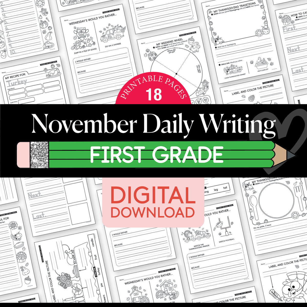 Printable First Grade November Daily Writing