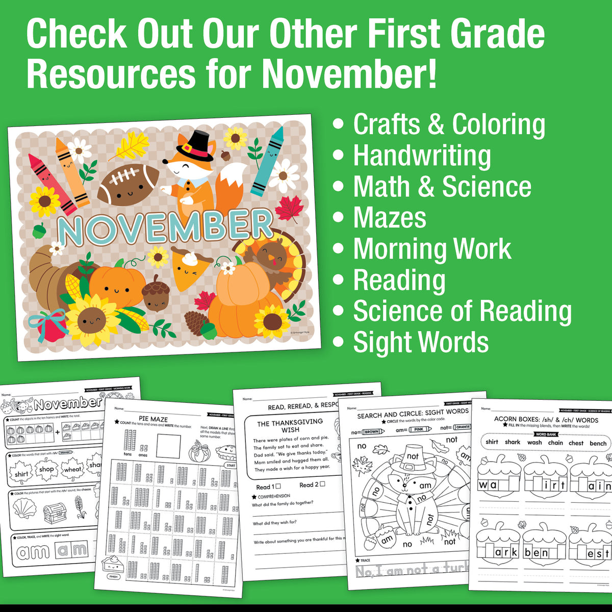 Printable First Grade November Daily Writing