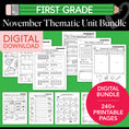 Load image into Gallery viewer, Printable First Grade November Thematic Unit Bundle
