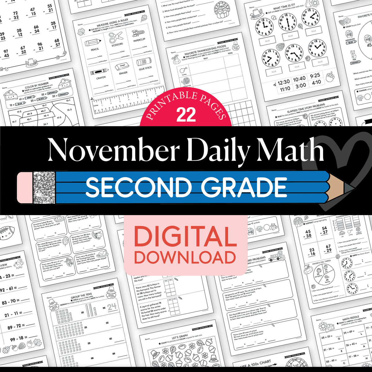 Printable Second Grade November Daily Math