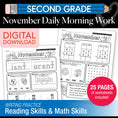 Load image into Gallery viewer, Printable Second Grade November Daily Morning Work
