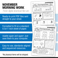 Load image into Gallery viewer, Printable Second Grade November Daily Morning Work
