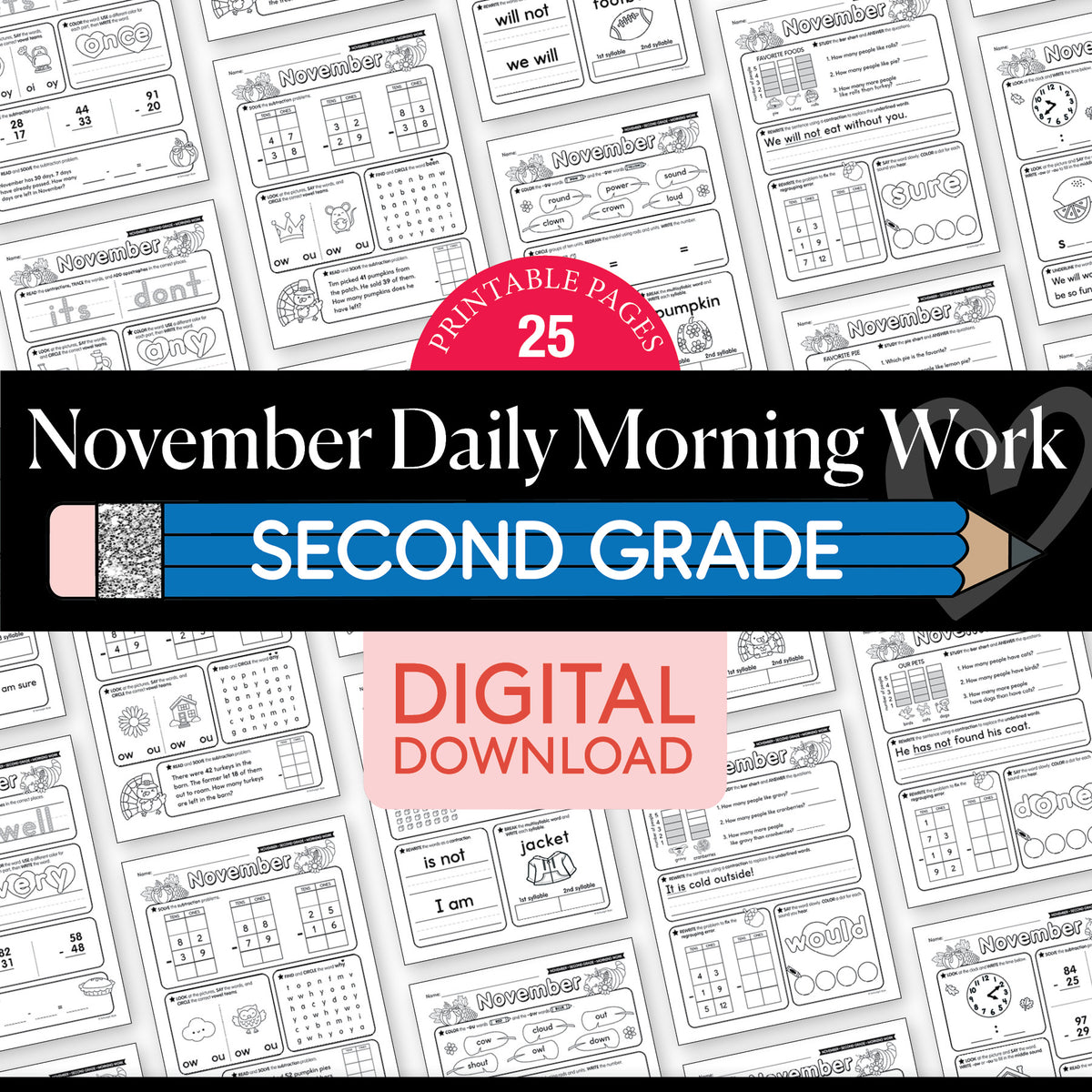 Printable Second Grade November Daily Morning Work