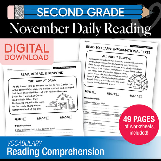 Printable Second Grade November Daily Reading