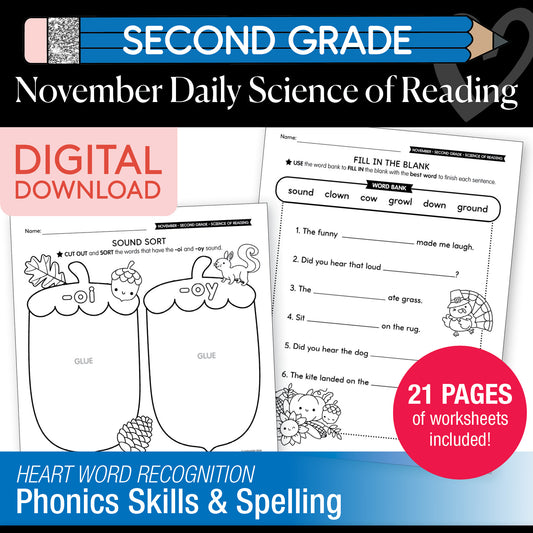 Printable Second Grade November Daily Science of Reading