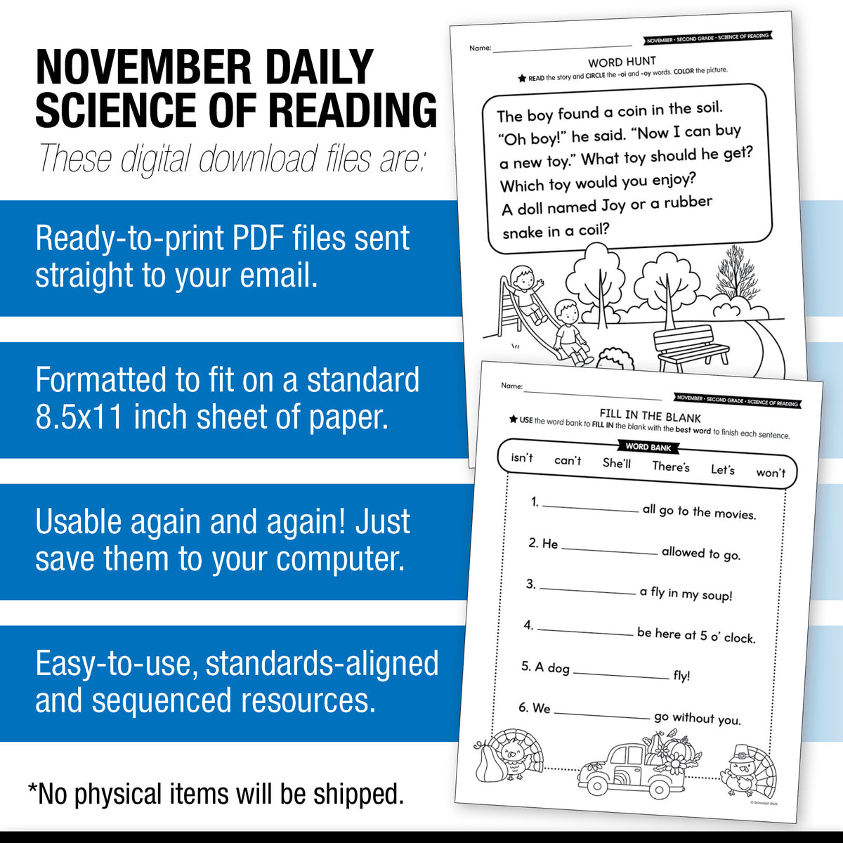 Printable Second Grade November Daily Science of Reading