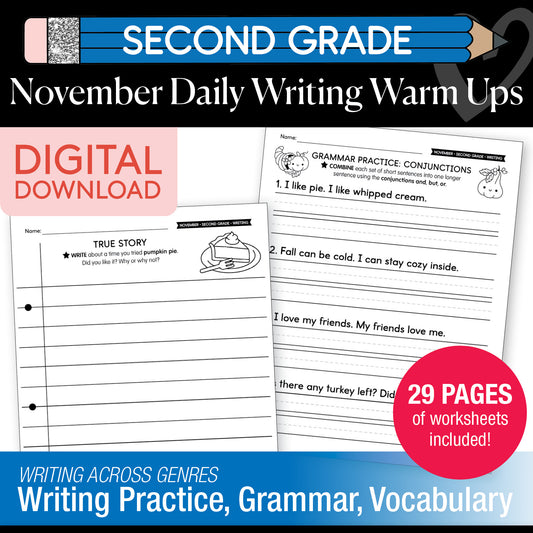Printable Second Grade November Daily Writing