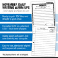 Load image into Gallery viewer, Printable Second Grade November Daily Writing
