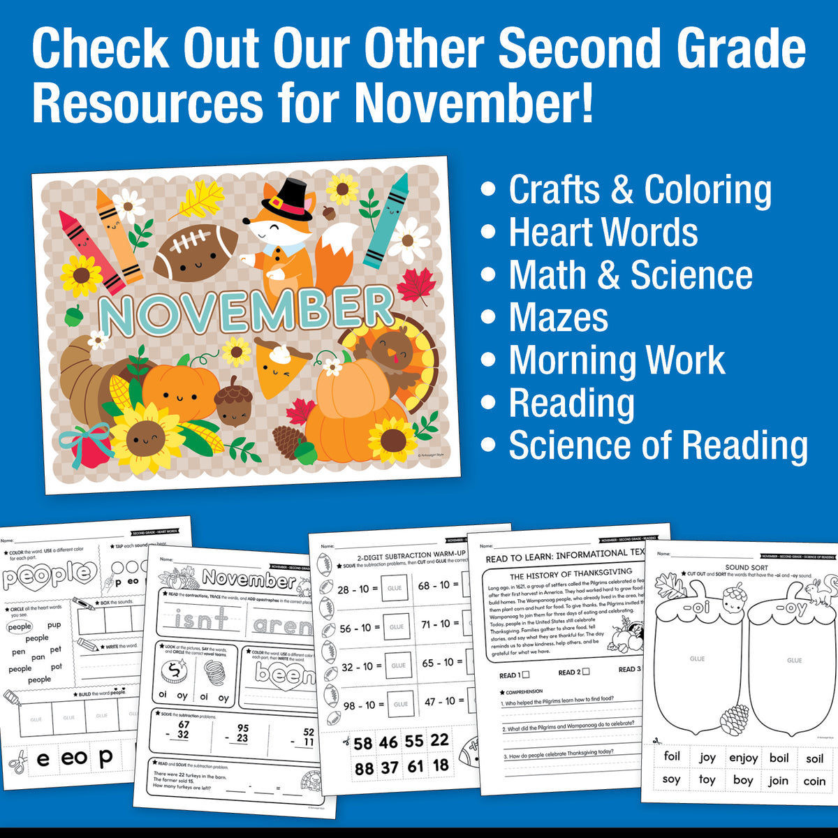 Printable Second Grade November Daily Writing