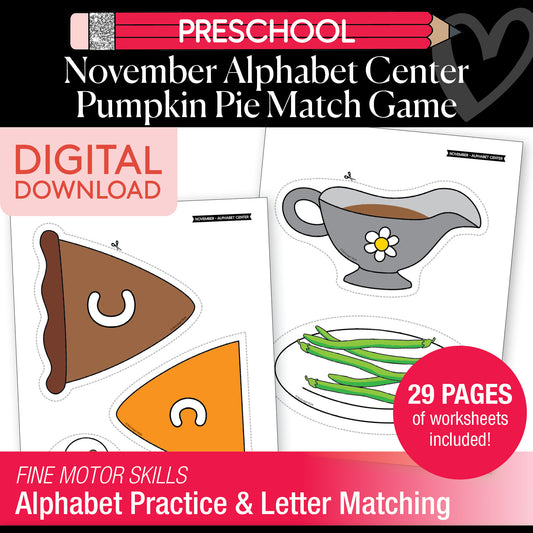 Printable Preschool November Alphabet Match