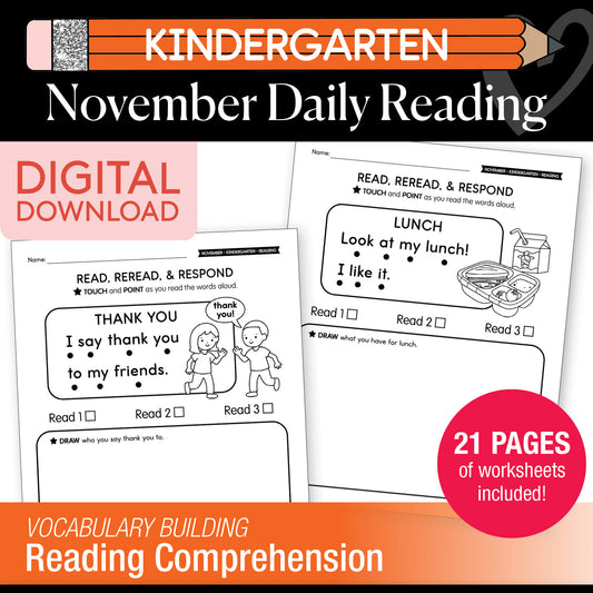 Printable Kindergarten November Daily Reading