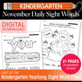 Load image into Gallery viewer, Printable Kindergarten November Daily Sight Words
