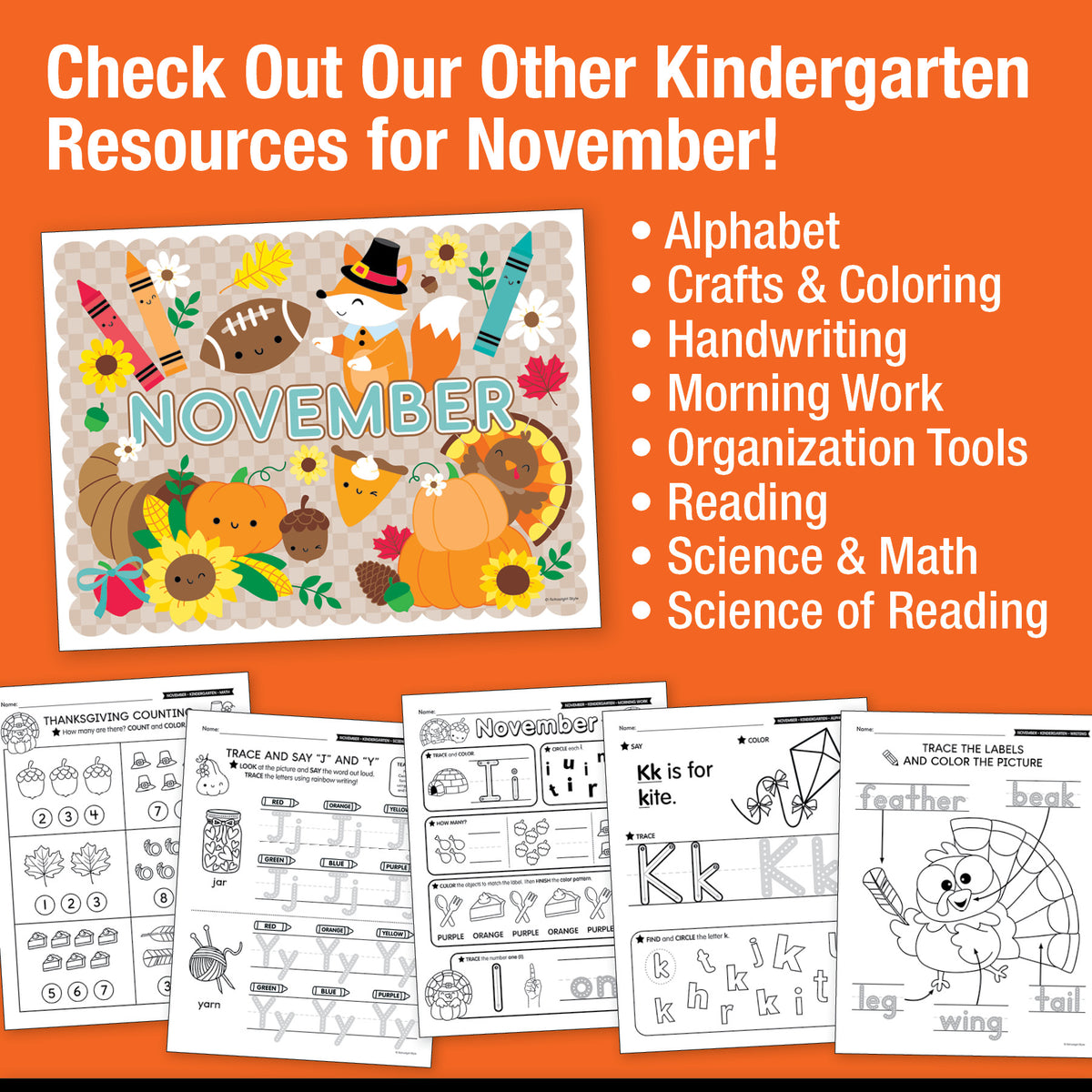 Printable Kindergarten November Daily Sight Words
