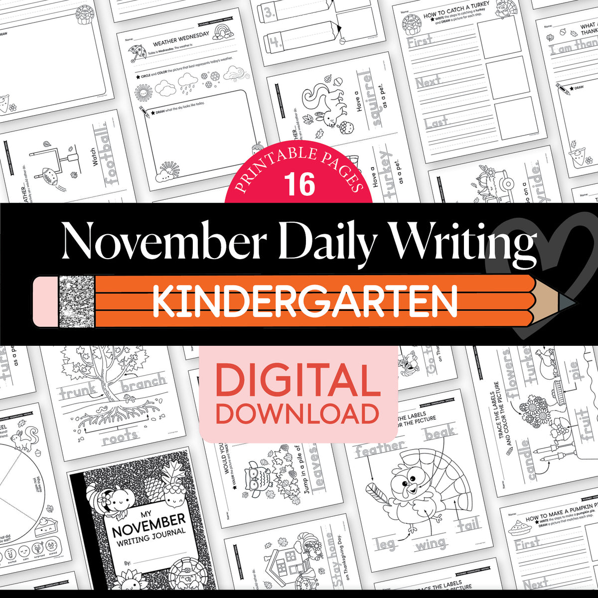 Printable Kindergarten November Daily Writing