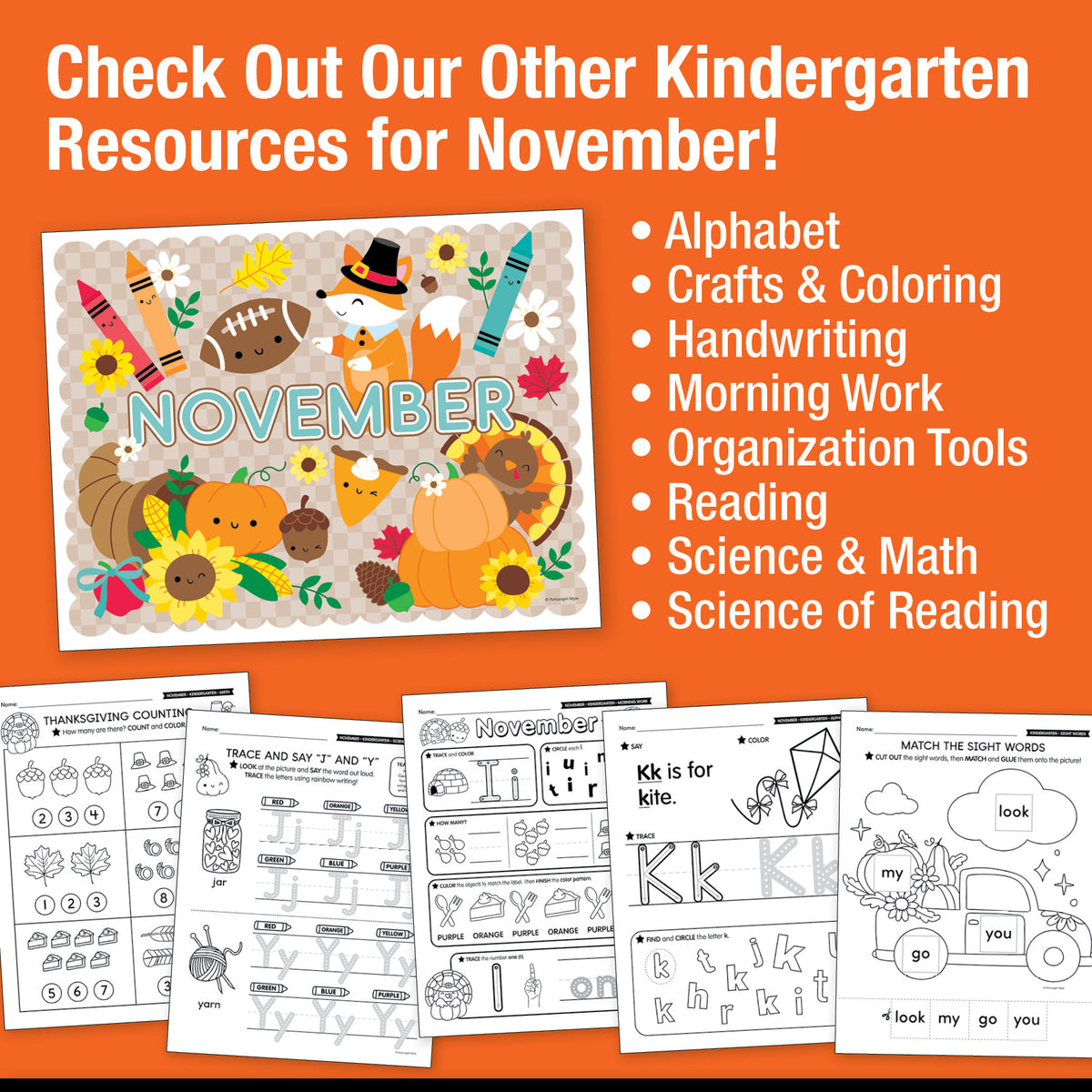 Printable Kindergarten November Daily Writing