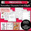Load image into Gallery viewer, Printable Preschool November Thematic Unit Bundle
