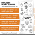 Load image into Gallery viewer, Printable November Words Posters

