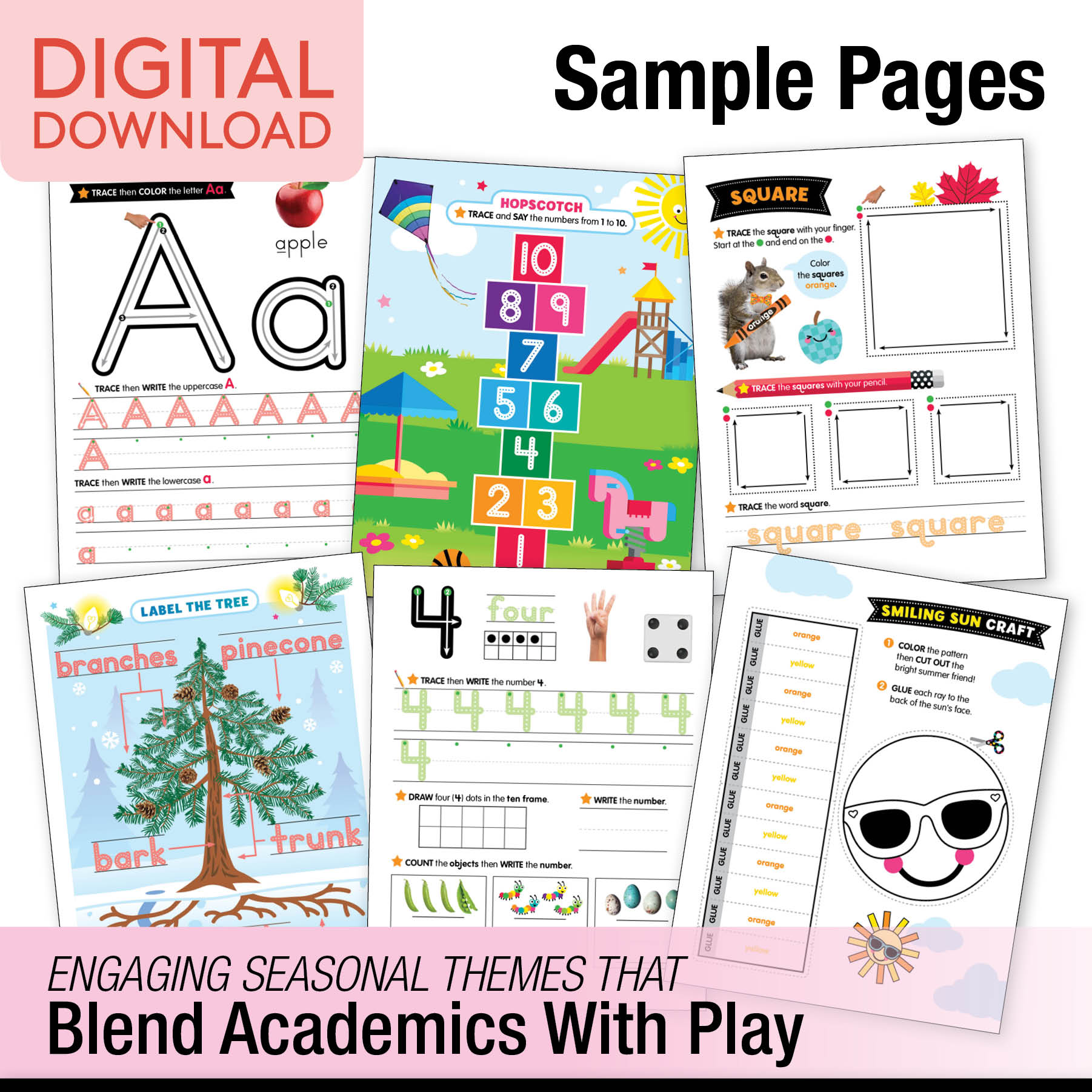 Printable Kindergarten Seasonal Activities Workbook Bundle