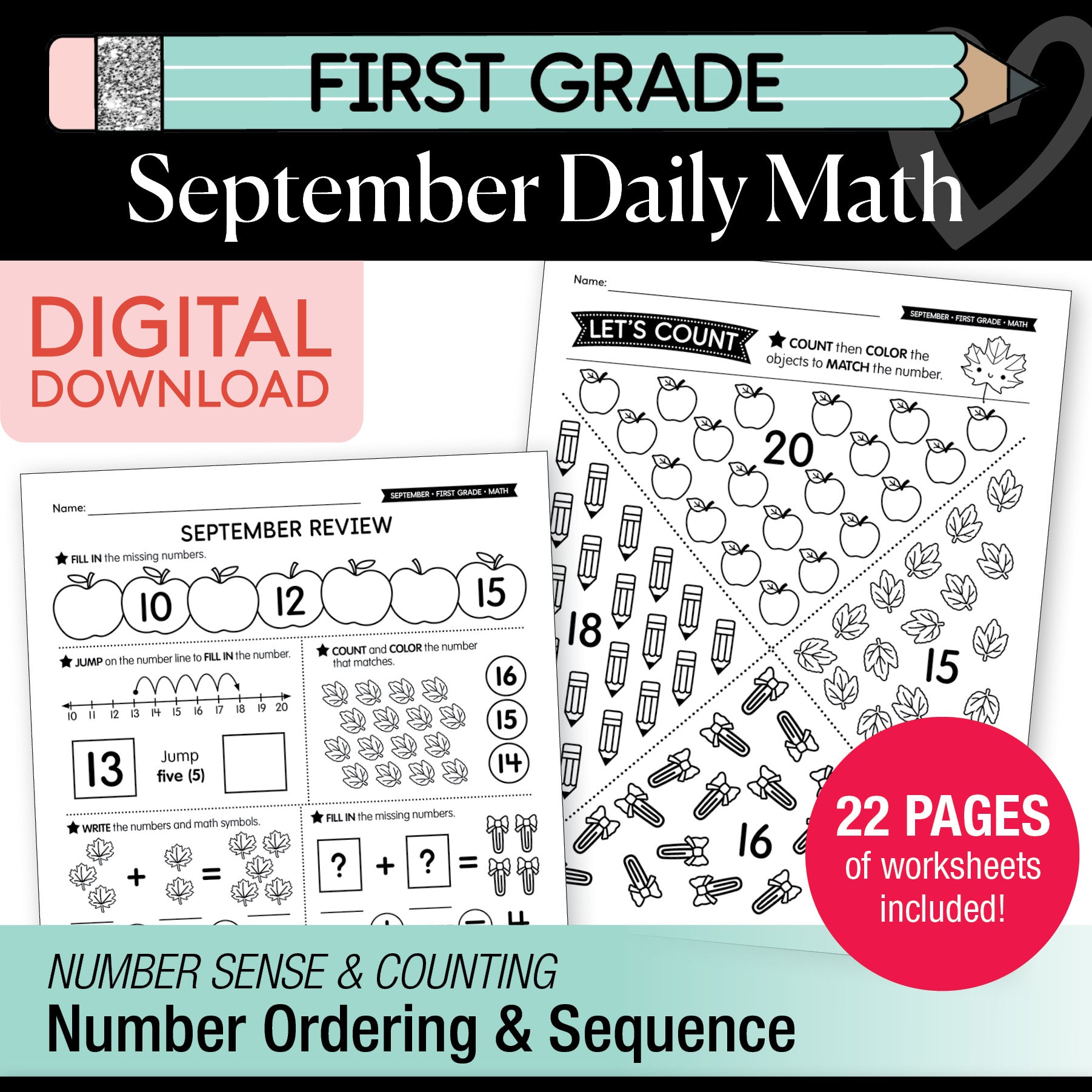 First Grade September Daily Math Worksheets