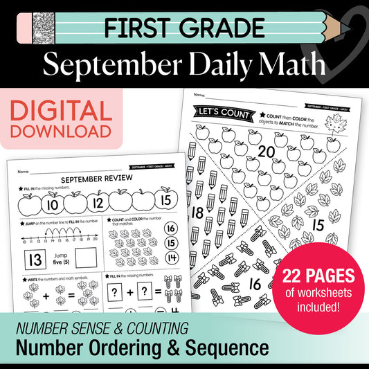 First Grade September Daily Math Worksheets