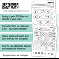 Load image into Gallery viewer, First Grade September Daily Math Worksheets
